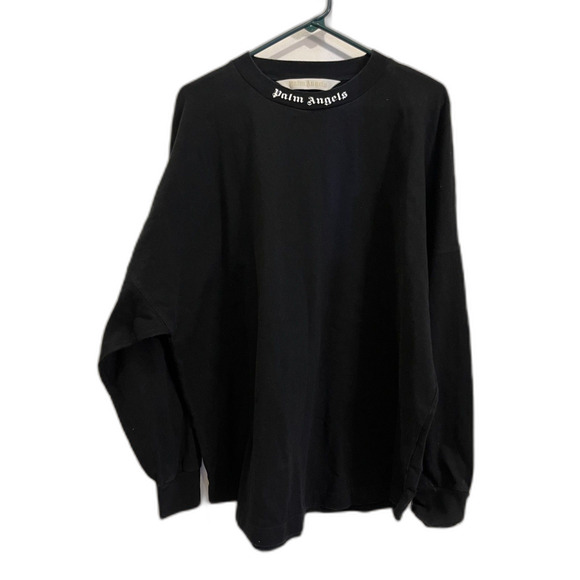 Authentic Palm Angels Classic Black Logo Pullover Sweatshirt Top Mens Size Large - Picture 2 of 13